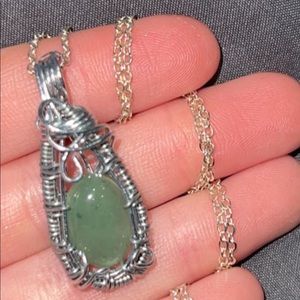 Wire wrapped green adventurine necklace